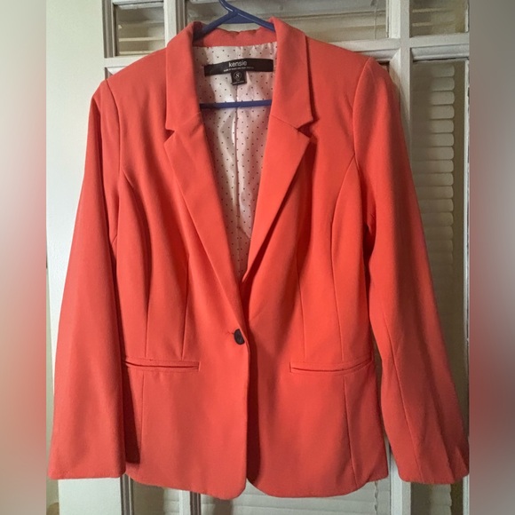 Kensie Women's Bright Coral Blazer-Small - Picture 4 of 10